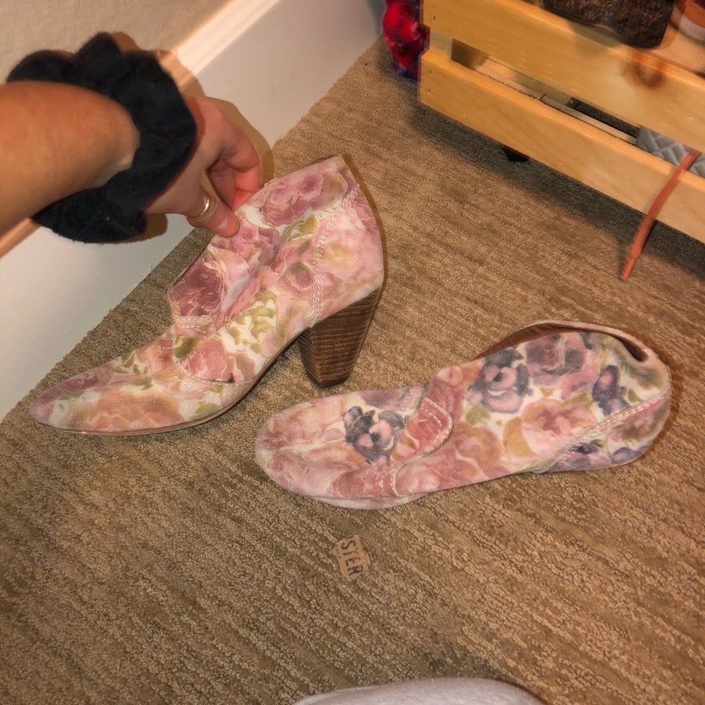 Floral ankle booties